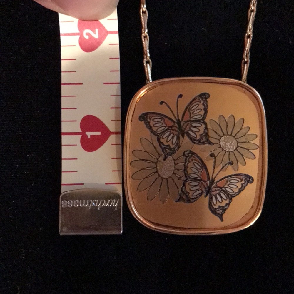 Vintage Reed & Barton Damascene butterfly pendant necklace - Picture 10 of 11
